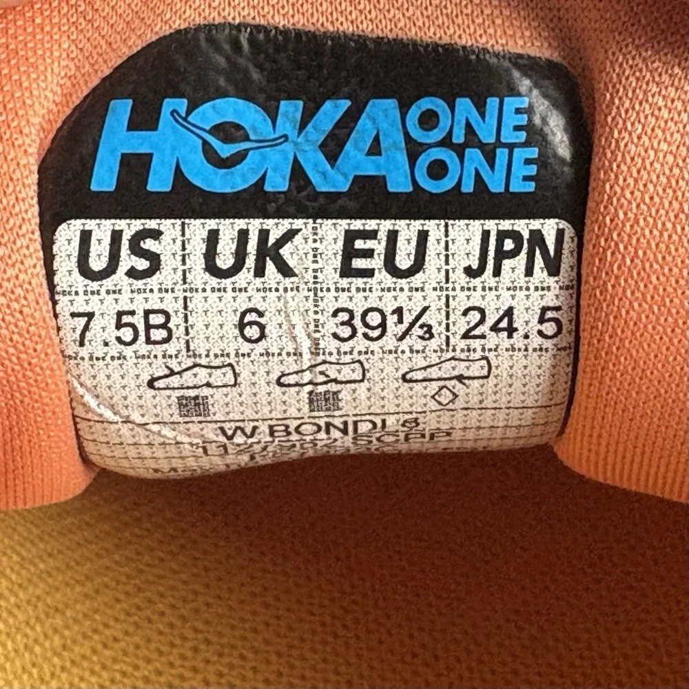Hoka Bondi 8 Running Shoes Athletic Womens 7.5 B Coral Peach